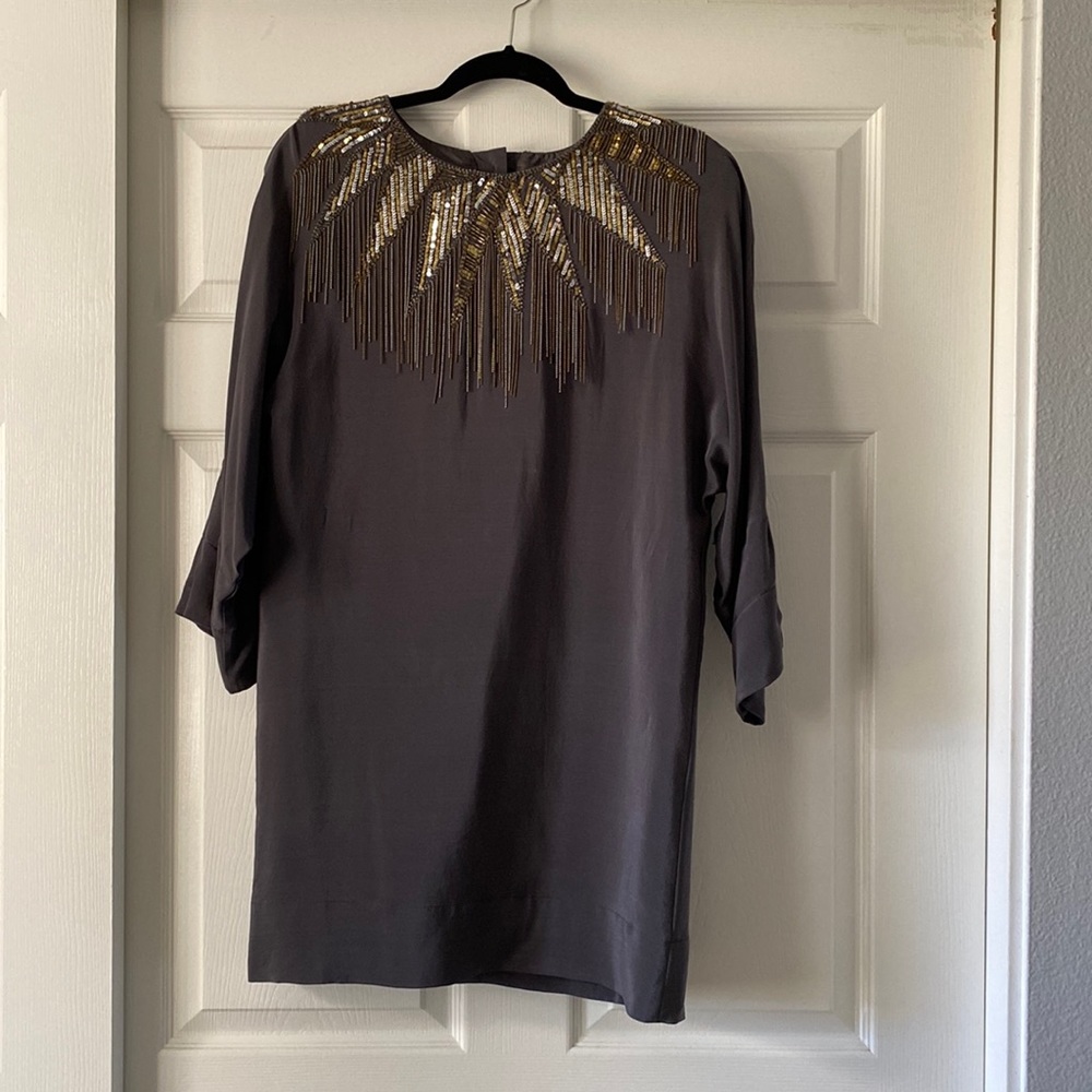 French Connection silk sequence dress neckline size 4
